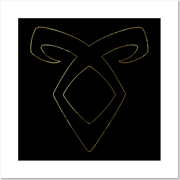 Shadowhunters rune / The mortal instruments - Angelic power rune silhouette (liquid gold) | Mundane | Malec | Parabatai | Alec, Magnus, Jace, Clary Wall Art by Vane22april